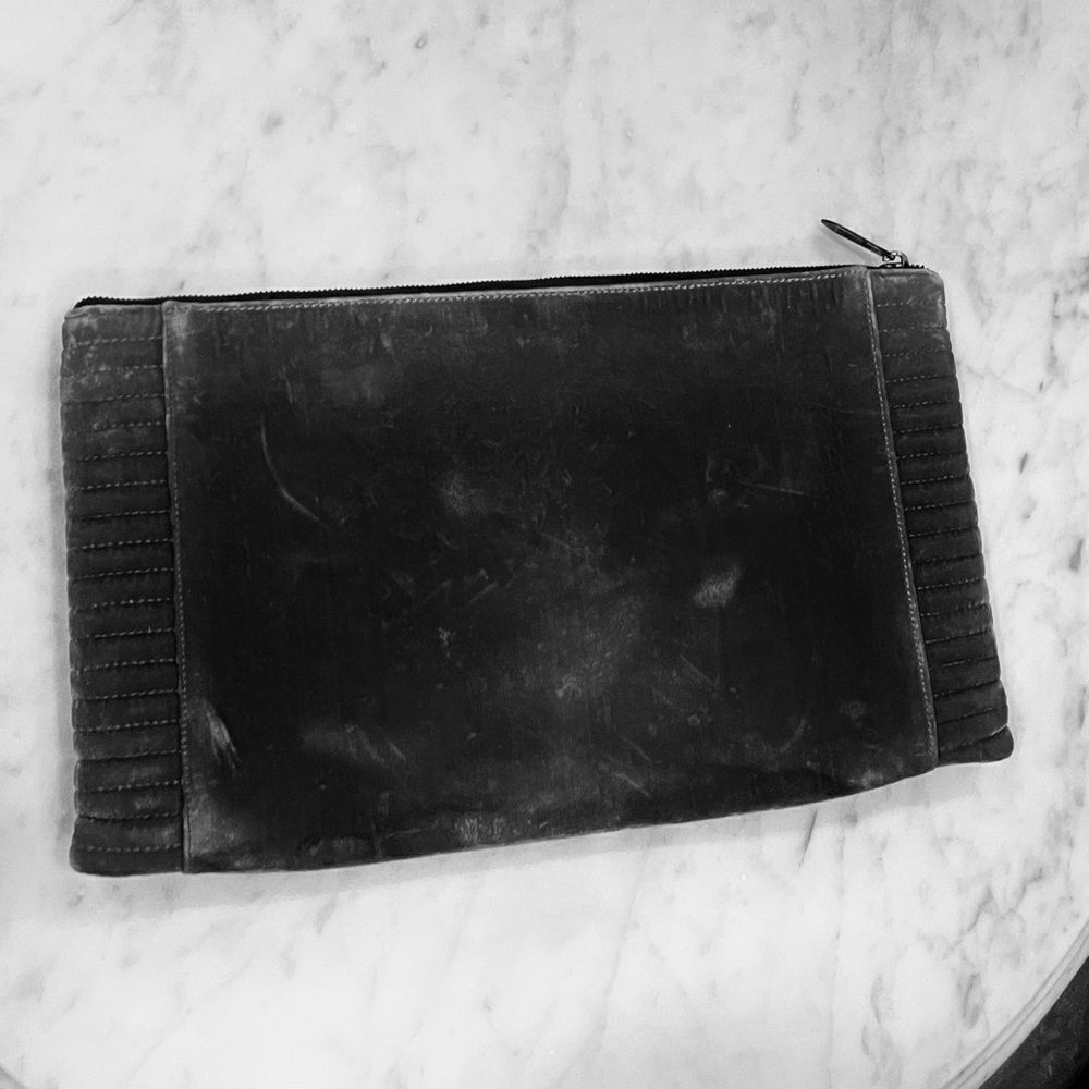 Reece Hudson Large Envelope Gray Velvet Clutch‎